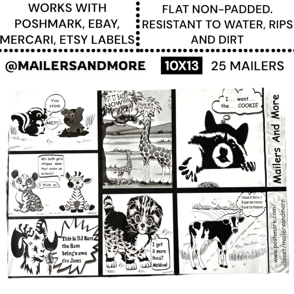 25 10X13 Comic Strip Poly Mailers, Shipping Envelopes PRICE IS FIRM - Picture 2 of 8